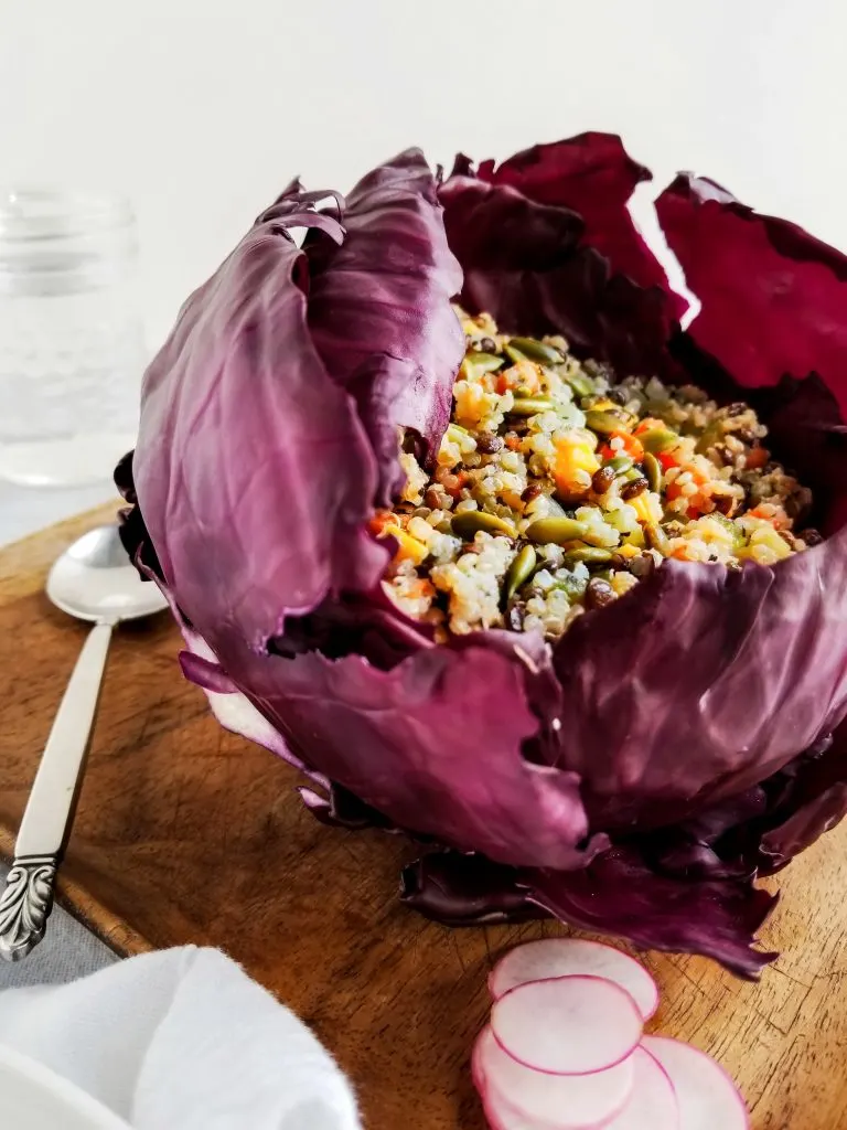 Sautéed Veggie, Quinoa and Lentil Salad with Basil and Lemon