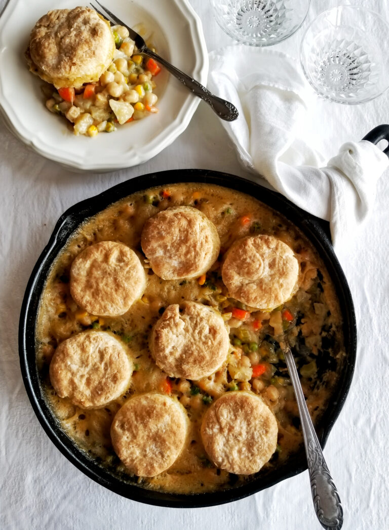 Chickpea Pot Pie with Flaky Biscuits