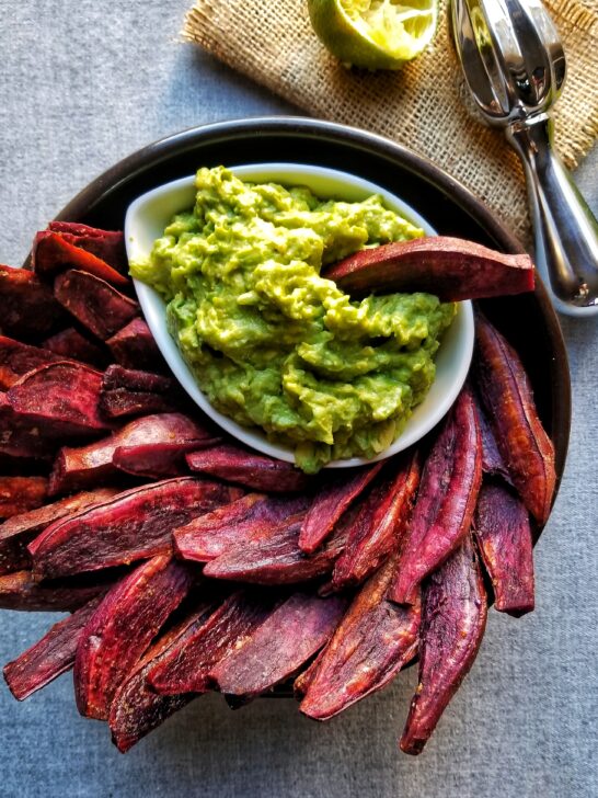 Crispy Sweet Potato Wedges with Guacamole