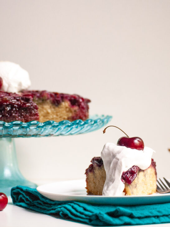 Vegan Upside Down Cherry Almond Cake