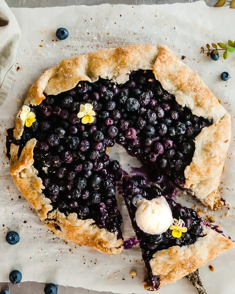 Vegena Blueberry Ginger Galette served with vegan ice cream