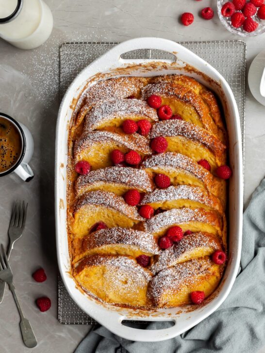 Vegan Lemon Raspberry French Toast Bake
