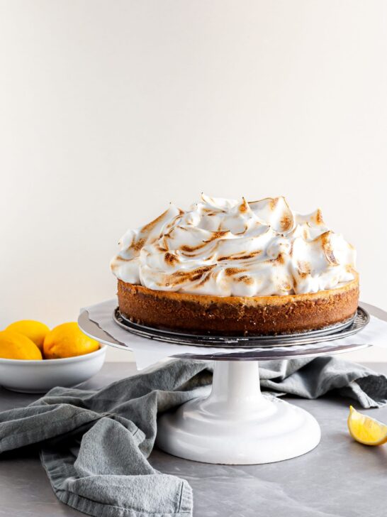 Vegan Lemon Meringue Baked Cheesecake