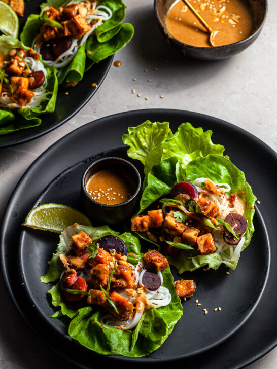 Peanut Tofu & Carrot Lettuce Wraps