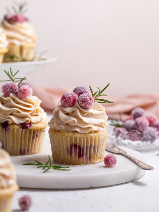 Vegan Cranberry Orange Cupcakes with Brown Sugar Buttercream