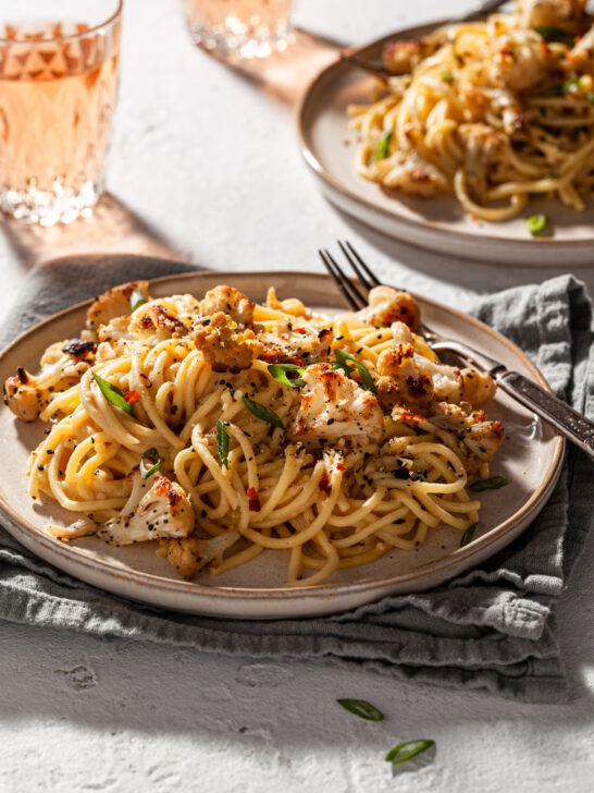 Garlic Miso Pasta with Roasted Cauliflower – Vegan with Gluten-Free Option