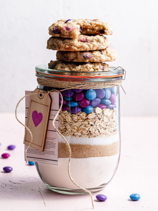 Vegan M&M Cookie Mix in a Jar