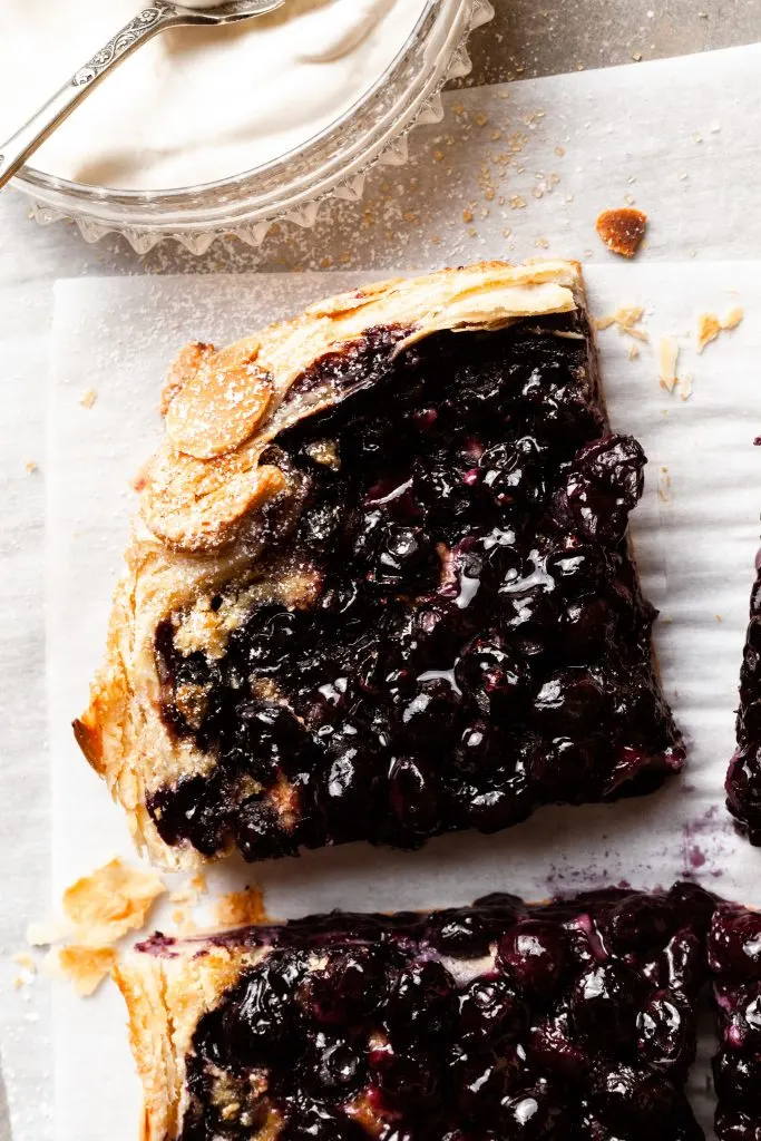 Corner slice of blueberry galette.